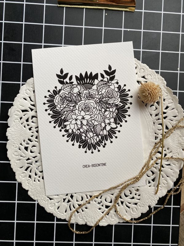 Carte Ex-voto fleuri Noir et Blanc – Image 3