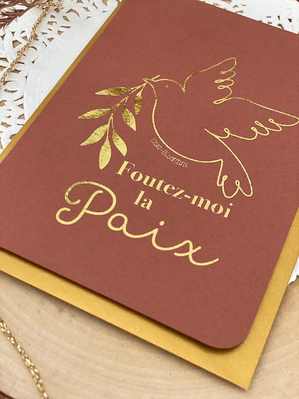 Carte Foutez-moi la Paix, terracotta, or – Image 2