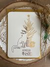 Carte Joyeux Noël Chat Ivoire, doré