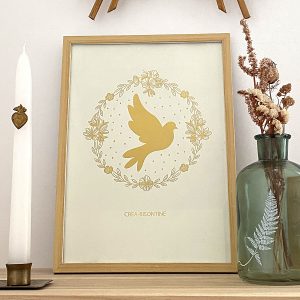 Affiche Colombe de la paix dorée
