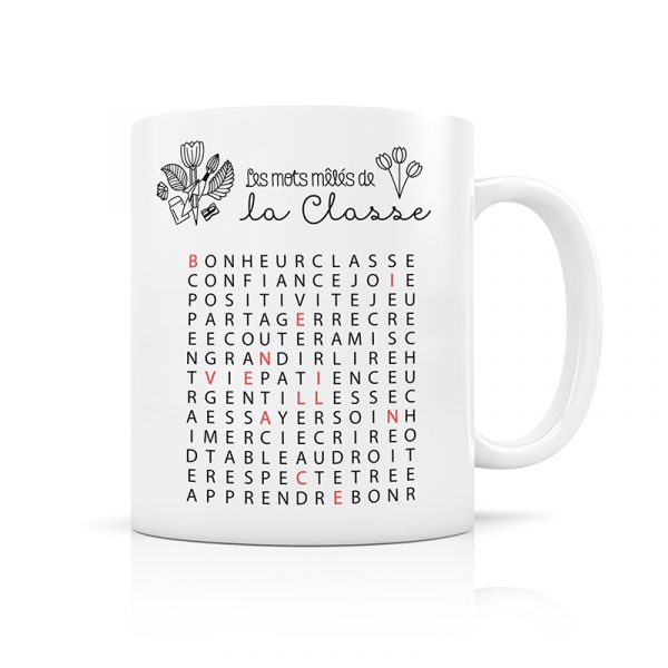 Mug Mots Mots mêlés de la classe