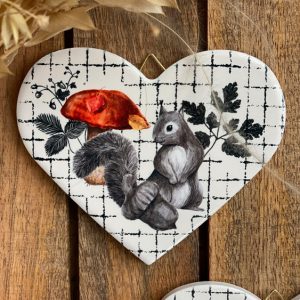 Cœur mural en céramique Coeur d'écureuil