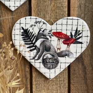 Cœur mural en céramique Coeur de renard