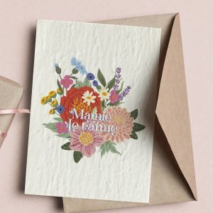 Carte à planter : Bouquet de Bonheur Mamie Je t'aime